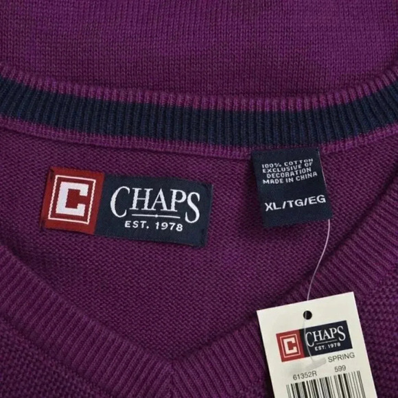NWT  Chaps Sweater Vest Purple Argyle Knit Golf Preppy Size XL - Picture 5 of 7